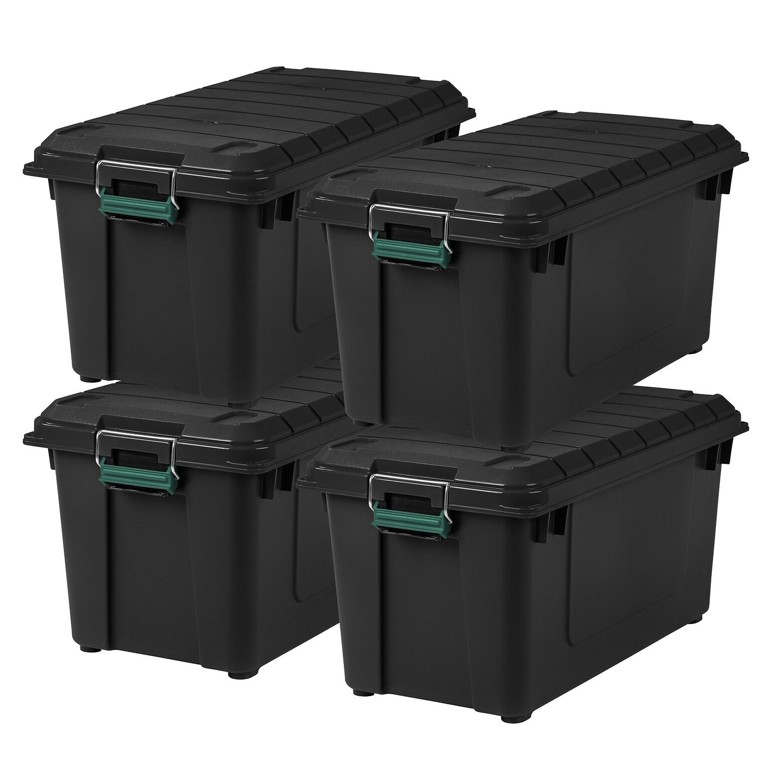 Iris Remington Stor-It-All 87.4 Quart Storage Container, Plastic, Black, 4/Pack (296005)