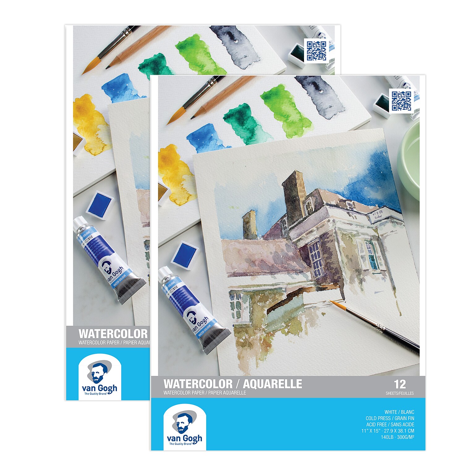 Van Gogh 11 x 15 Watercolor Sketch Pad, 12 Sheets/Pad, 2/Bundle (VNG94178006-2)