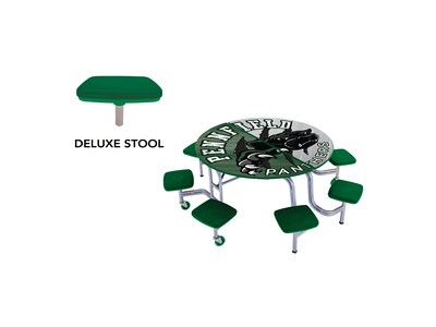 AmTab Round Mobile Cafeteria Table w/ 8 Stools, 60" Diameter, Assorted Colors (MSR608)