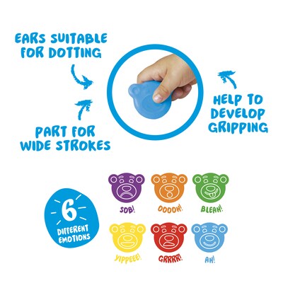 CARIOCA Baby Teddy Palm Crayons, Assorted Colors, 6/Set, 2/Bundle (CRA42956-2)