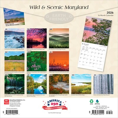 2026 BrownTrout Maryland Wild & Scenic 12 x 12 Monthly Wall Calendar (9798330704514)