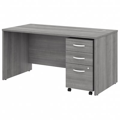 Bush Business Furniture Studio C 60W Office Desk with Mobile File Cabinet, Platinum Gray (STC014PGS