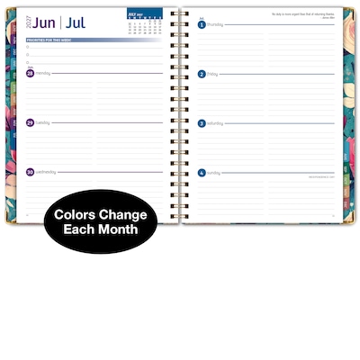 2027 Excello Brands 9" x 11" Weekly & Monthly Standard Planner, Paperboard Cover, Teal Floral (FSHN-CY27-8511-17)