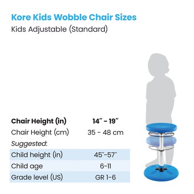 Kore Design Kids Adjustable Standard Wobble Chair 14" to 19", Blue (KD-3101)