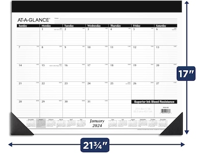 2024 AT-A-GLANCE 21.75" x 17" Monthly Desk Pad Calendar, White/Black (SK22-00-24)