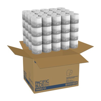 Pacific Blue Basic Standard Toilet Paper, 2-Ply, White, 550 Sheets/Roll, 80 Rolls/Carton (19880/01)
