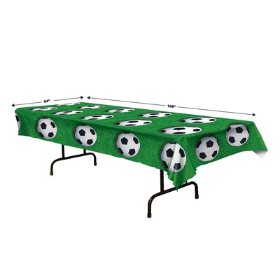 Beistle Soccer Ball Plastic Tablecover, 54" x 108", Green, 3/Pack (54532)