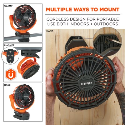 Ergodyne Chill-Its 6090 9.5" Clip Fan, 2-Speed, Orange (12800)