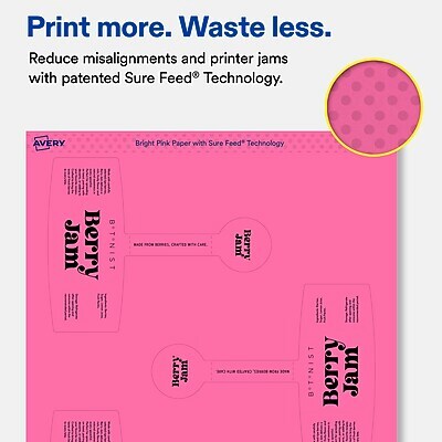 Avery Laser/Inkjet Sealing Labels, 5-1/8" x 4", Bright Pink, 240 Labels/Box (19479370727)