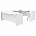 Bush Business Furniture Studio C 72W x 36D U Shaped Desk with Mobile File Cabinet, White (STC004WHSU
