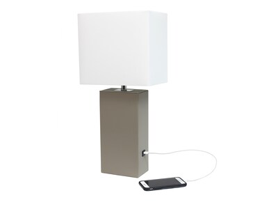 Lalia Home Lexington Table Lamp, Gray Faux Leather (LHT-3012-GY)