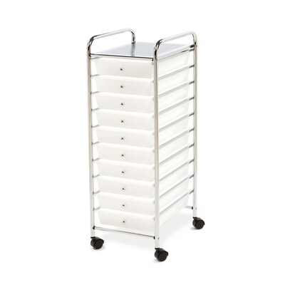 Seville Classics 10-Drawer Organizer Cart, Frosted White (SHE16218WB)