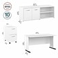 Bush Business Furniture Studio A 60"W Computer Desk with Mobile File Cabinet and Low Storage Cabinet, White (STA006WHSU)