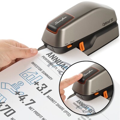 Swingline Optima 20 Electric Desktop Stapler, 20-Sheet Capacity, Gray/Silver (48208)