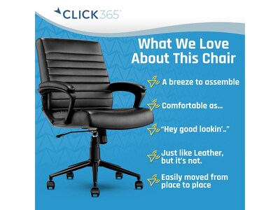 Click365 Transform 3.0 Ergonomic Bonded Leather Swivel Desk Chair, Black (CCHR10008B)