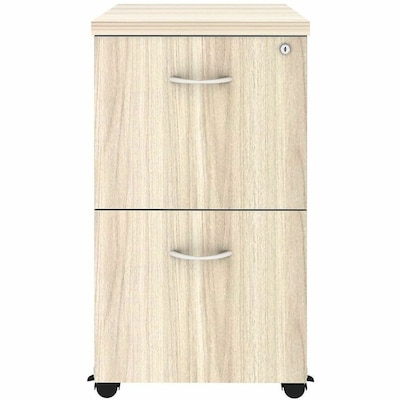 Lorell Essentials 2-Drawer Mobile Pedestal, Letter/Legal Size, Modern Elm/Silver Brush (LLR66329)
