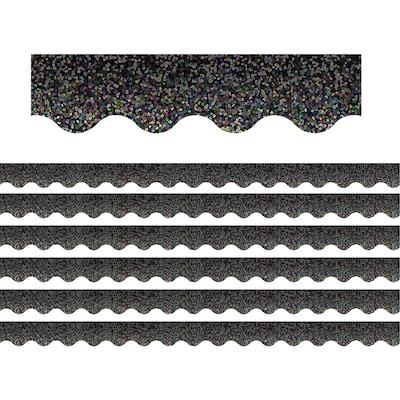 Teacher Created Resources Black Sparkle Scalloped Border Trim, 35 ft., Black, 6 Packs/Bundle (TCR8766-6)