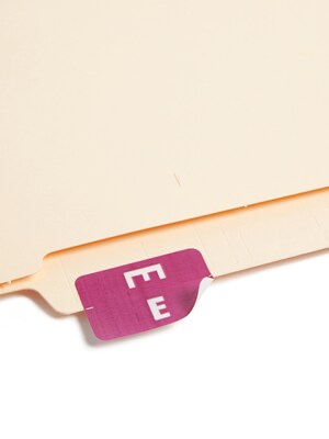 Smead AlphaZ ACCS Color-Coded Alphabetic Labels, E, Purple with White Lettering, 100/Pack (67175)