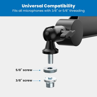 Mount-It! Full Motion Microphone Boom Arm for 3/8" & 5/8" Mic Mounts, Holds up to 2.2 lbs., Matte Black (MI-7611)