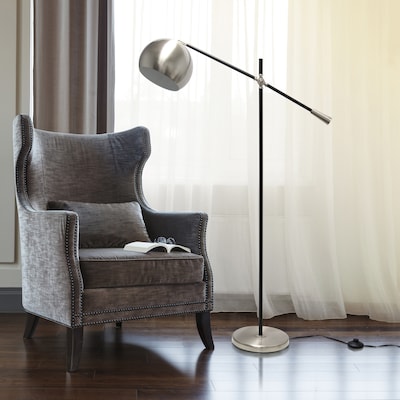 Lalia Home Black Matte Swivel Floor Lamp with Inner White Dome Shade (LHF-5015-BN)