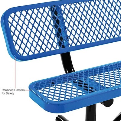 Global Industrial 6' Outdoor Steel Bench w/ Backrest, Expanded Metal, Blue (277154BL)