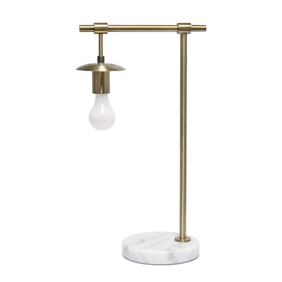Lalia Home Studio Loft 21" White Globe Shade Table Desk Lamp With Marble Base and Antique Brass Arm (LHT-5064-AB)