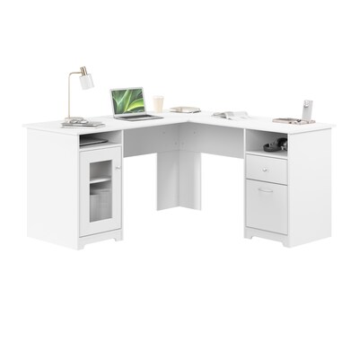 Bush Furniture Cabot 60W L Shaped Computer Desk with Storage, White (WC31930K)