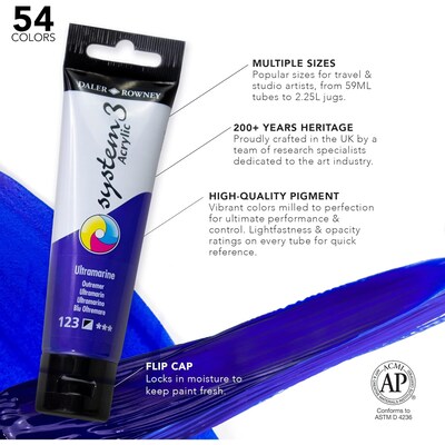 Daler-Rowney System3 Acrylic Paint Selection Set, Assorted Colors, 59ml, 8 Pieces (DRW129100508)