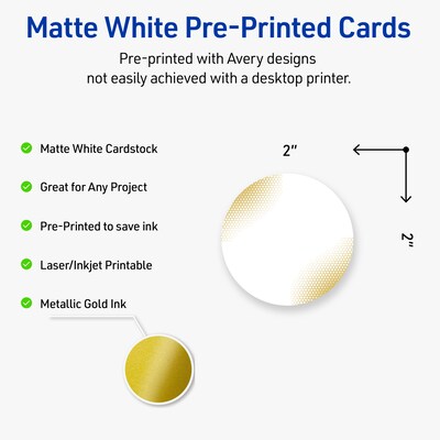 Avery Gold Blush Pattern Matte Blank Card, White, 120/Pack (S00-EWG)