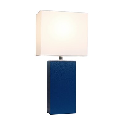 Lalia Home Lexington 21 Modern Bedside Table Lamp, White Rectangular Fabric Shade, Feit LED Bulb, B