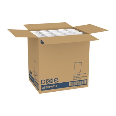 Dixie Pathways Poly Paper Hot Cups, 8 oz., White, 1000/Carton (2338PATH)