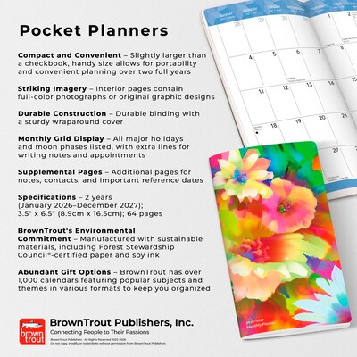 2026-2027 BrownTrout Floral Fireworks 3.5" x 6.5" Monthly Planner (9798330703241)