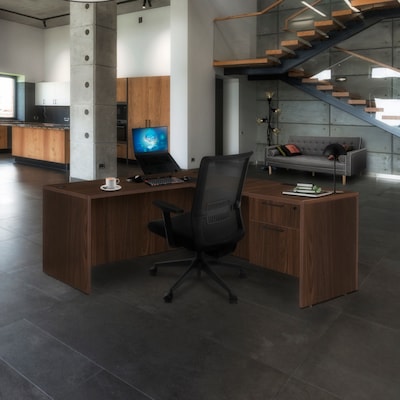 Regency Legacy 60 x 77 in. Executive L Desk Shell, Neo Walnut (LLDS603047NW)