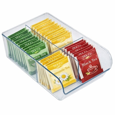 Azar Small Plastic Storage Bin, 3.62" x 7"x 11", Clear, 4/Pack (556752-4PK)