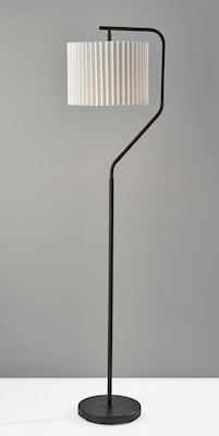 Simplee Adesso Evan 60H Black Floor Lamp with Drum Shade (SL9502-01)