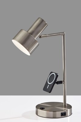 Adesso Rowe Supercharger Incandescent Desk Lamp, 19"H, Brushed Steel (2606-22)