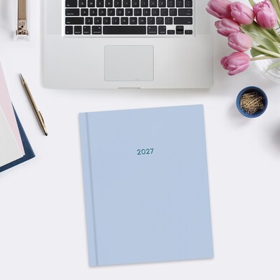 2027 Blue Sky 8" x 10" Calendar Year Weekly & Monthly Standard Planner, Faux Leather Cover, Soft Blue (159447)