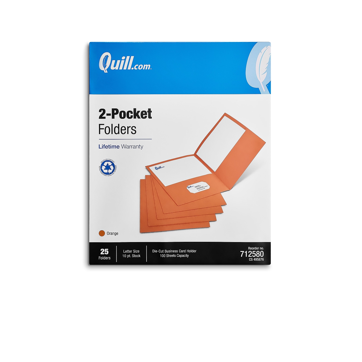 Quill Brand® 2-Pocket Folders, Orange, 25/Box (712580)