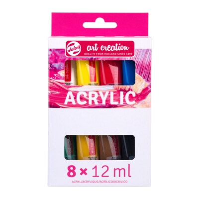Talens Art Creation Acrylic Paint, Assorted Colors, 12mL, 8/Set, 2 Sets/Bundle (TLN9021808M-2)