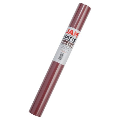 JAM Paper Short Mini Roll Wrapping Paper, 26.3 sq. ft., Burgundy Maroon, 2/Pack(277013522263a)