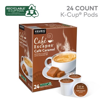 Cafe Escapes Café Caramel Coffee Keurig® K-Cup® Pods, Light Roast, 24/Box (GMT6813)
