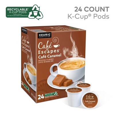 Cafe Escapes Caramel Coffee Keurig® K-Cup® Pods, Light Roast, 24/Box (GMT6813)