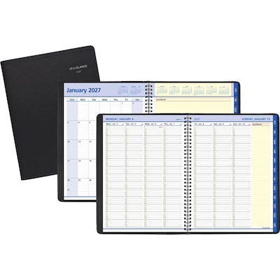 2027 AT-A-GLANCE QuickNotes 8.25 x 11 Weekly & Monthly Appointment Book, Faux Leather Cover, Black (76-950-05-27)