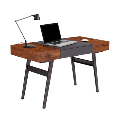 Techni Mobili Expandable 51" MDF Table Desk, Gray/Mahogany (RTA-1854-MAH)