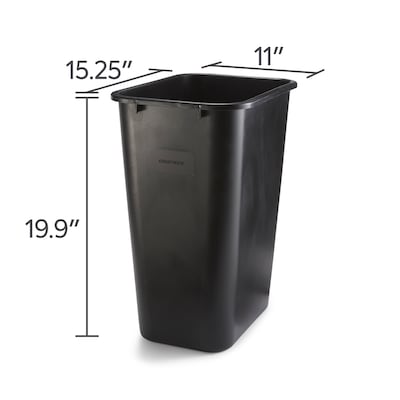 Coastwide Professional Indoor Trash Can Without Lid, Black Soft Molded Plastic, 10.25 Gallon