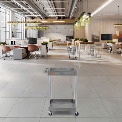 Luxor ENDURA 2-Shelf Utility Cart, Gray (STC11-G)