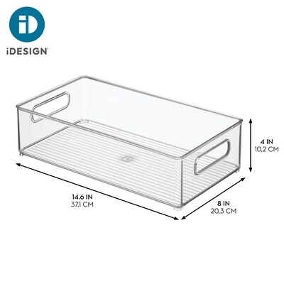 iDESIGN Medium Stackable Plastic Storage Bin, Clear, 3/Pack (70530M3)