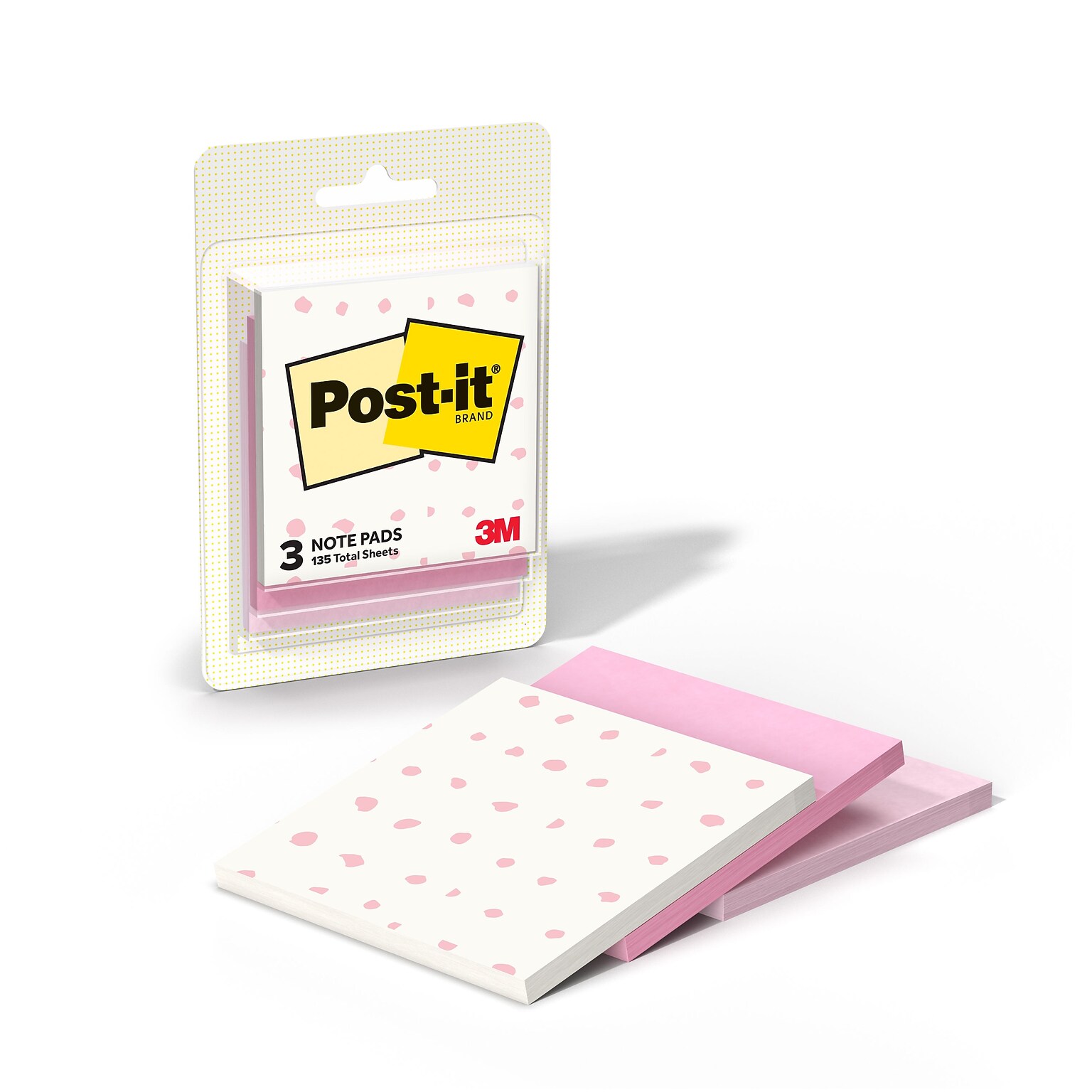 Post-it Notes Polished Patterns Bubble Bath, 3 x 3, Assorted Colors, 45 Sheet/Pad, 3 Pads/Pack (3321-PP-BB)