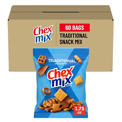 Chex Mix Traditional Savory Snack Mix, 1.75 oz., 60 Bags/Pack (GEM1240)