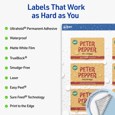 Avery Rectangle Laser Multipurpose Labels, 2 x 3, White, 400/Box (19479399294)